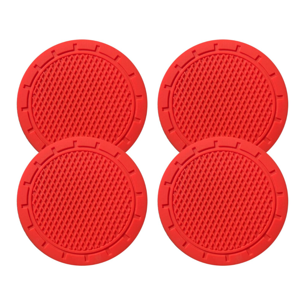 Car Drink Holder Coasters Set Of 4, Non-Slip Silicone 7 Cm Diameter Universal Car Accessories For Cars Suvs Trucks Red 6482260334103