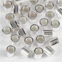 Perlas para pressionar - Creotime - 2 mm - Prata - 50 peças - Para crianças e jovens