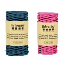 2 bobinas de fio kraft azul-azul/fúcsia 2mm x 25 m