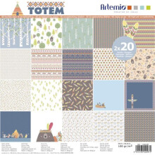 Scrapbooking-Papiere - Totem - Block mit 40 Blättern - 30.5 x 30.5 cm - 100 gr/m² - Multicolor