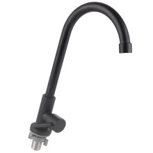 G1/2 Matte Black Rotating Kitchen Faucet, 27cm Height, Single Cold