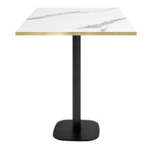 70 x 70 cm high table - Round model in white marble with brass edges