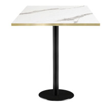70 x 70 cm high table - Rome model white marble brass edges
