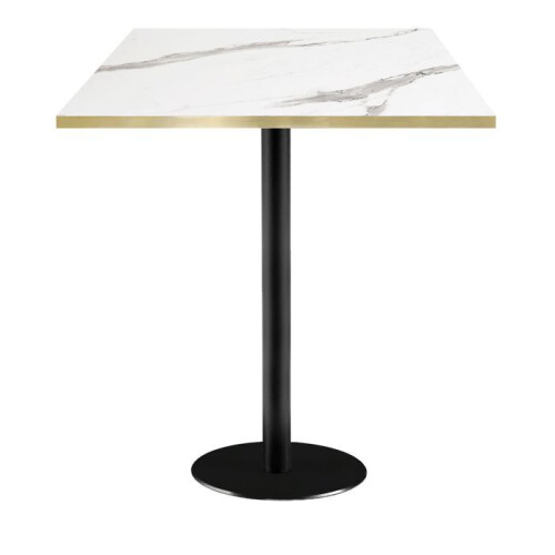 70 x 70 cm high table - Rome model white marble brass edges