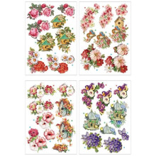 Corte a laser 3D - Creativ Company - Flores e Pássaros - 4 folhas - Pré-cortados - Efeito 3D