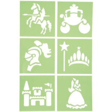 Kunststoff-Schablonen - Prinzessin und Ritter - 15 x 15 cm - Set von 6 - Für Kinder - Unisex