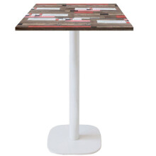 60 x 60 cm high table - Round model white redden wood leg