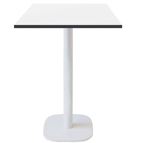 60 x 60 cm high table - Round model white base white edges black