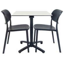 Faltbarer weißer Tisch + 2 Stühle für die Terrasse