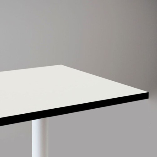 60 x 60 cm high table - Round model white base white edges black 1