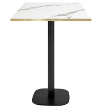 60 x 60 cm high table - Round model in white marble with brass edges