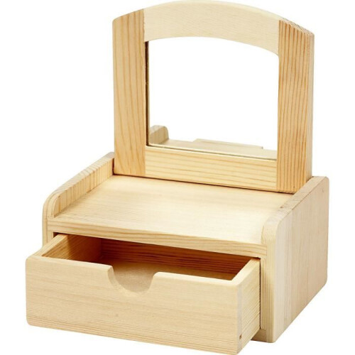 Mini-coiffeuse - réf 57571 - Bois - Marron - 1 tiroir - Miroir inclus