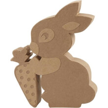 Paperimassasta valmistettu figuuri - Koristeltava pupu - 18 x 2,5 cm - 1 kpl - Lapsille