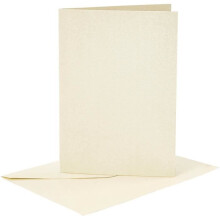 Tarjetas dobles y sobres - Blanco roto perlado - 10,5 x 15 cm - 8 uds - Papel cartón grueso
