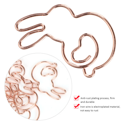 Paper Clips Rose Gold 20Pcs Rabbit Shape Animal Office Document Holders 2