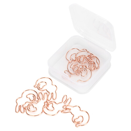 Paper Clips Rose Gold 20Pcs Rabbit Shape Animal Office Document Holders 1