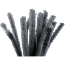 Fil chenille - Diferentes cores - 15 mm x 30 cm - 15 pcs Cinza