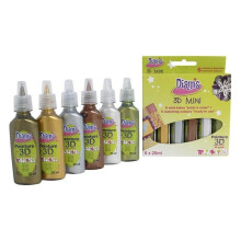 Tinta - DIAM'S - 3D - Kit de 6 mini tubos - Cores metálicas - 120 ml