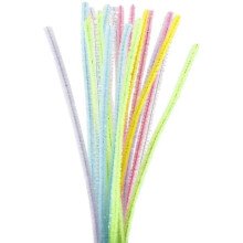 Assortimento de fio chenille brilhante - Pastel - 6 mm - 30 cm - 24 pcs