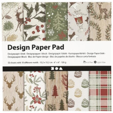 Papier Scrapbooking - Design - Weihnachten - 15 x 15 cm - 50 Blätter - Multicolor