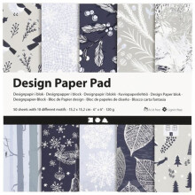 Papier Scrapbooking - Winter Blau - 15 x 15 cm - 50 Blätter - 10 verschiedene Motive - Mischformat