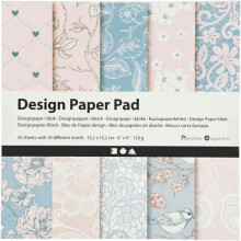 Papier Scrapbooking Design - Rose - 15 x 15 cm - 50 Blatt