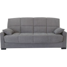 Divano letto clic clac 3 posti - Grigio chiaro - Materasso 14 cm - 130 x 190 cm - MEGAN