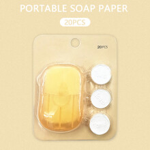 (Yellow) Disposable Washing Hand Bath Toiletry Paper Soap Sheets Compressed Towels