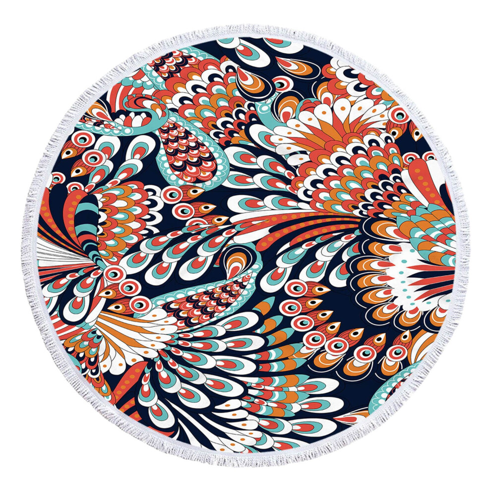 (A) Round Printed Microfiber Beach Towel Super Colorful Bath Towel Sandproof Beach Blanket Beach Mat Multi-Purpose Towel For Travel Swimming Pool-image-OPC-PK99RCB-NEW