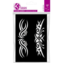 Estêncil adesivo - KI-SIGN - Tribal n8 - 12x18 cm - Uso têxtil e pele - Reposicionável