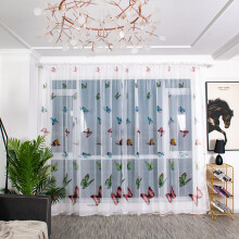 (Red) Trees Sheer Curtain Window Voile Drape Valance  Fabric