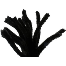 Fil chenille - Diferentes cores - 15 mm x 30 cm - 15 pcs Preto