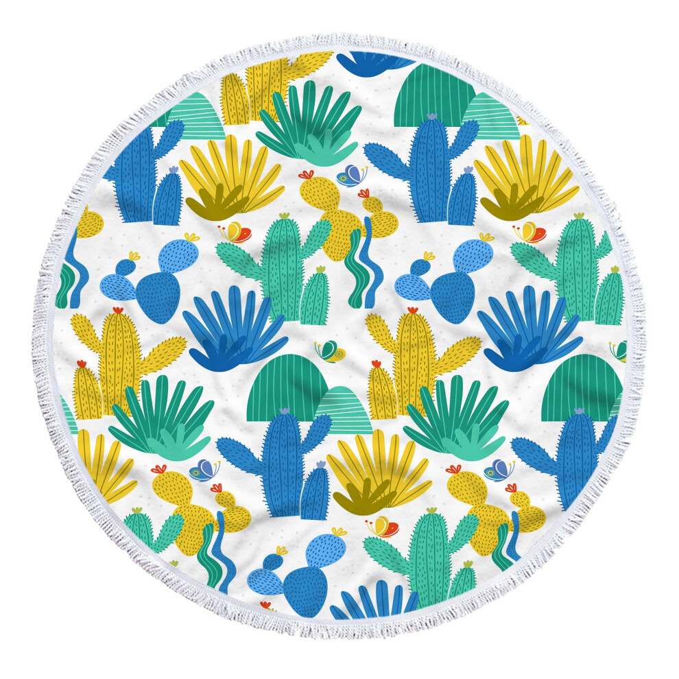 (A) Round Printed Microfiber Beach Towel Super Colorful Bath Towel Sandproof Beach Blanket Beach Mat Multi-Purpose Towel For Travel Swimming Pool-image-OPC-PK99SWH-NEW