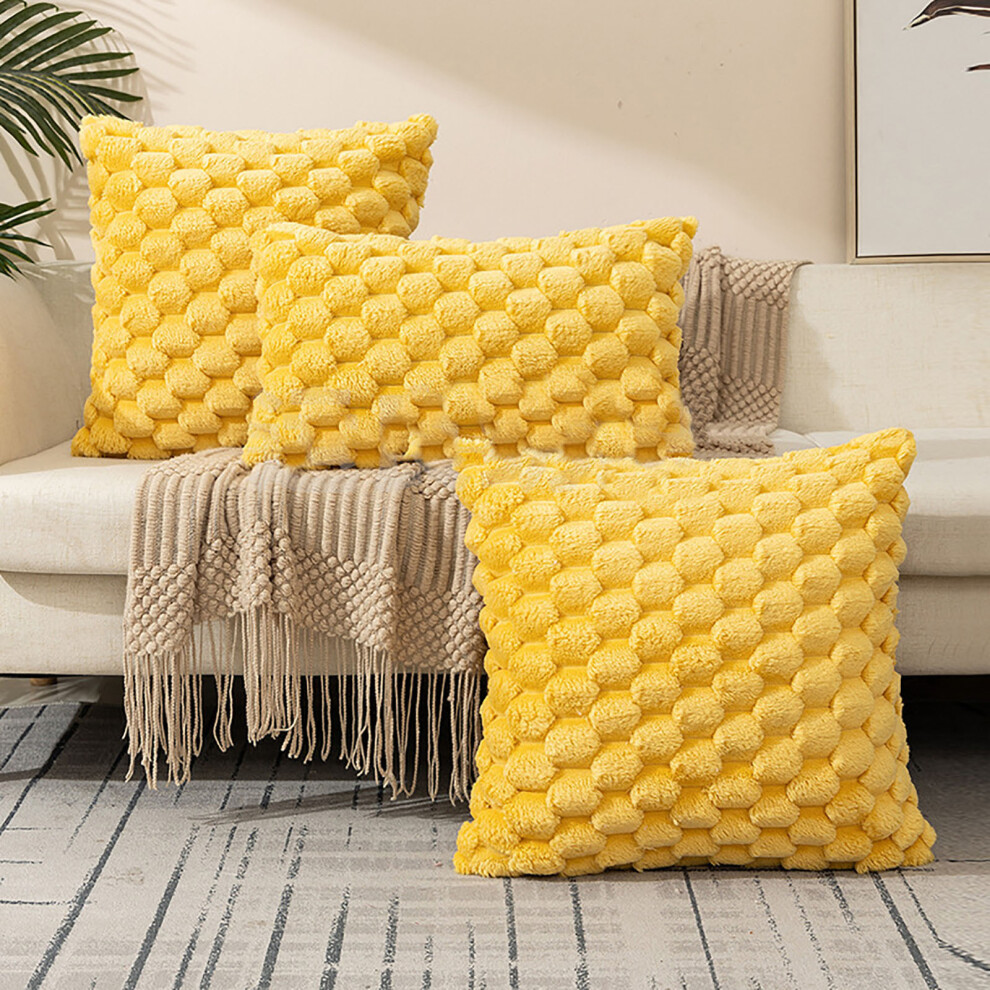 (YE) Weaving Snowflake Velvet Solid Color Pillow Office Sofa Lumbar Support Pillow Bedside Support Pillowcase Cushion