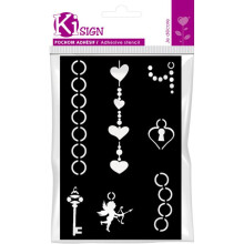 Schablone - KI-SIGN - Herz Schmuck - 12x18 cm - Wiederverwendbar - Für Textil und Haut