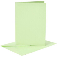 Tarjetas y sobres - No especificado - 10,5 x 15 cm - Verde claro - 6 sets - Papel cartón grueso