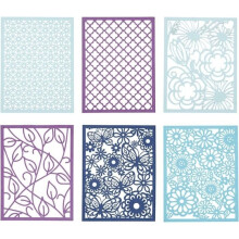 Bloco de papel cartonado com padrões de Renda - Azul e roxo - Formato A6 - 24 folhas