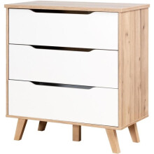 Commode VANKKA 3 Gavetas - Decoração Carvalho e Branco - Escandinavo - L 80 x P42 x H86,3cm