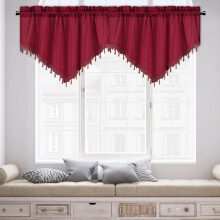 (Red) Curtains Short Curtains Solid Colour Curtains Curtains Kitchen Curtains Small Curtains Through Rod Curtains