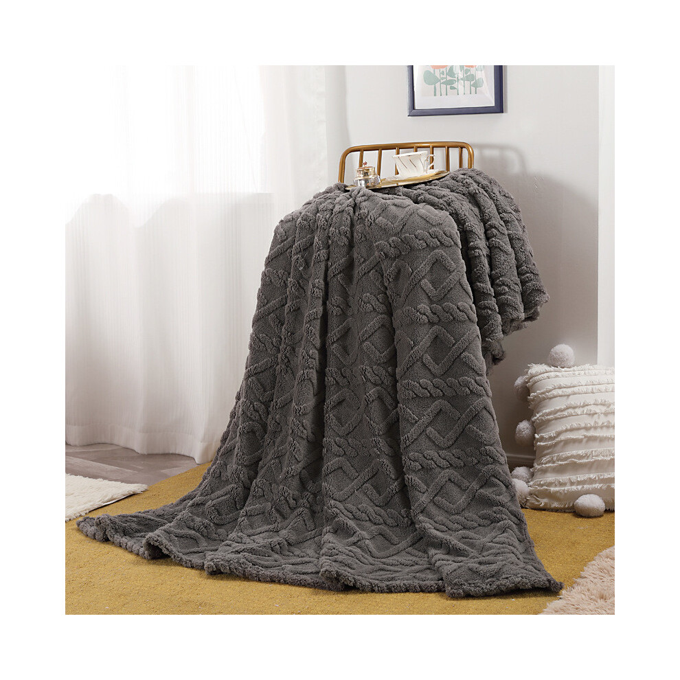 (Gray) 70*100cm Super Soft Warm Solid Warm Fleece Blanket Throw Rug Sofa Bedding-image-OPC-PK99ZMW-NEW