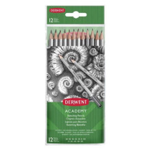 Set di 12 Matite in Grafite - Derwent - Academy Sketching - 5H a 6B - Misto - Nero