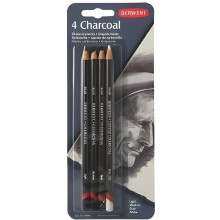Gesso carboncino - DERWENT - Carboncino - Set di 4 - Toni variati - Applicazione facile