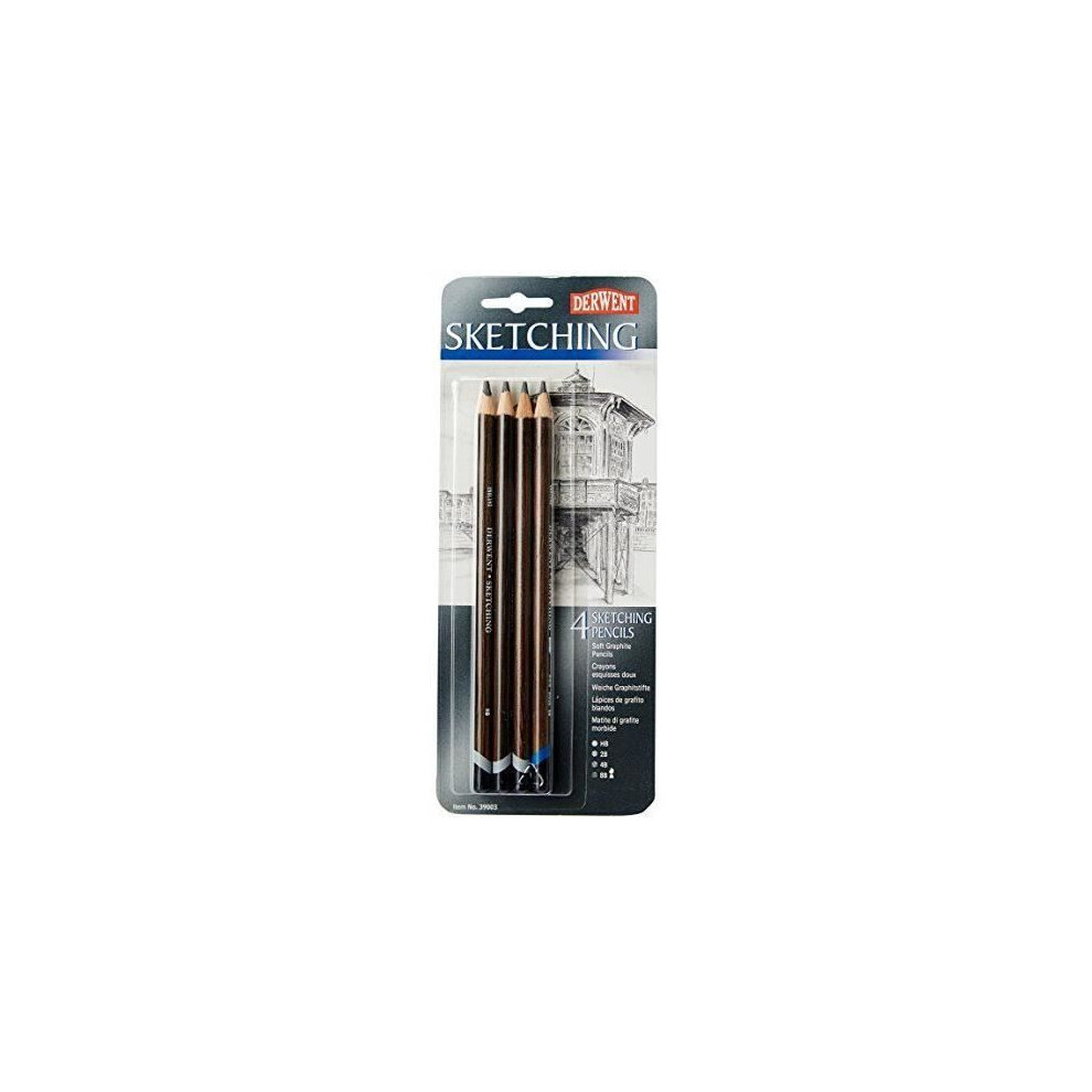Derwent Sketching Pencils - Set Of 4 - Hb, 2B, 4B, 8B - Office Supplies