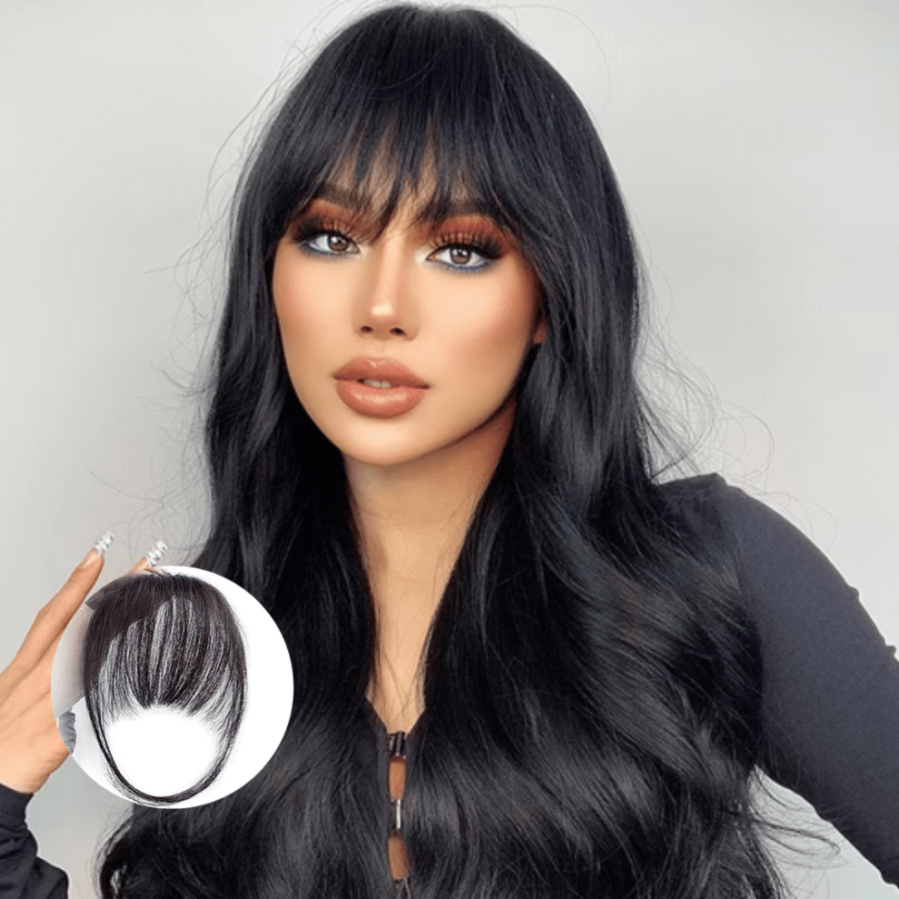 (A) Natural Seamless Hair Extensions With Sideburns Hand-woven Long Airing Bangs Both Sides Chemical Fiber Wig