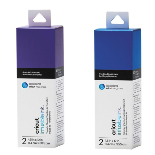 4 feuilles de transfert pour Mug Press - Violet + Bleu