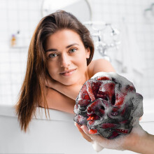 (Red) Dreamy And Colorful Bath Flower-soft And Non Scattering-scrubbing Bath-high Beauty And Friendly Bath