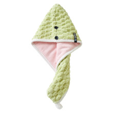 (Green) Velvet Dry Hair Hat,Women's Shampoo And Shower Cap, Coral Velvet Double Layer Dry Hair Cap