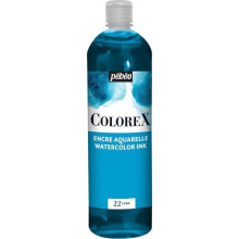 Ink Bottle - Pébéo - Colorex - 1L - Cyan - Velvety Finish