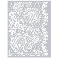 Schablone aus Polymerpaste mit floraler Spitze 11,4 x 15,3 cm