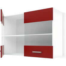 ULTRA Hochglanz Küchenschrank mit Glas L 80 cm - Mattrot
